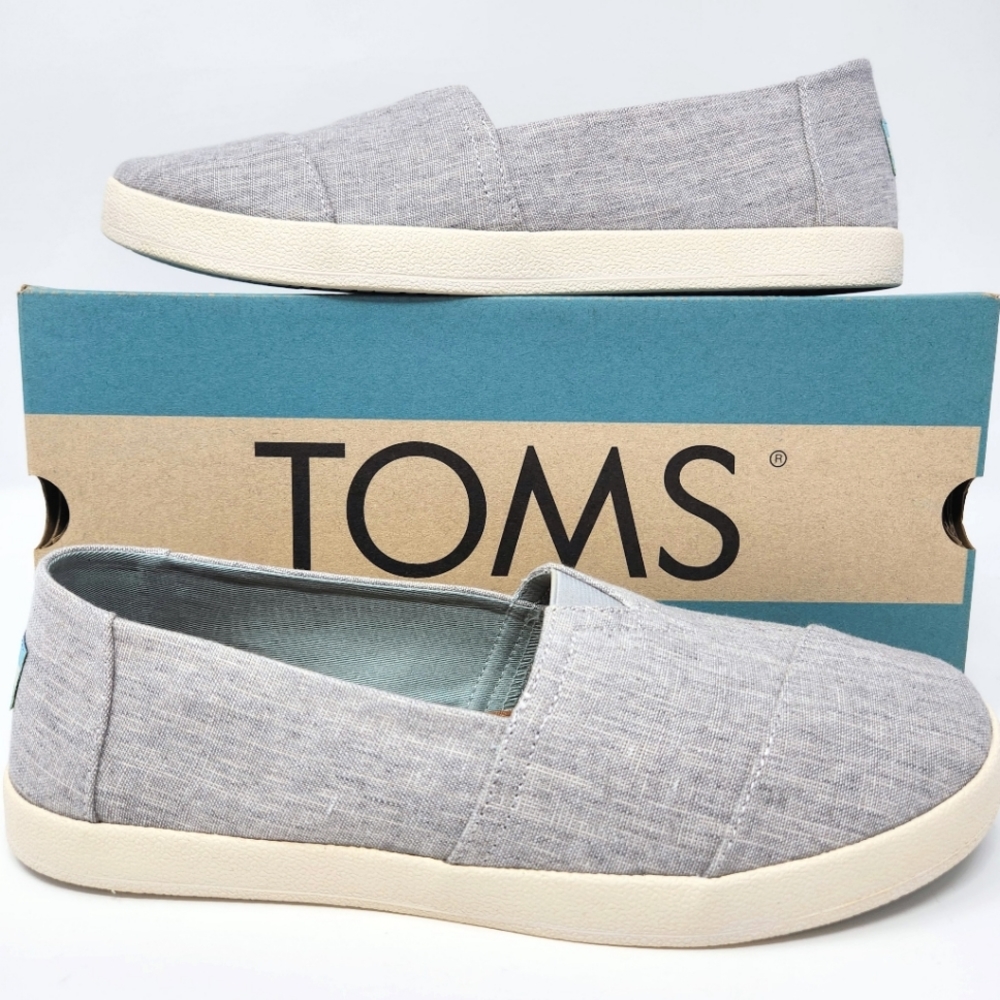 Toms Avalon Slip on Grey Drizzle Micro Crosshatch Neutral Size 6 New
